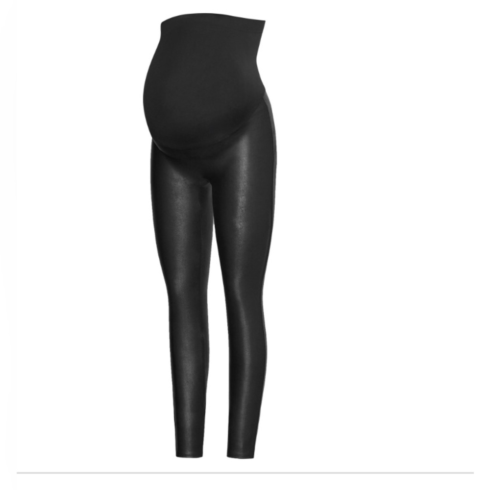 Spanx Mama Maternity very black Faux‎ Leather Leggings size small brand new